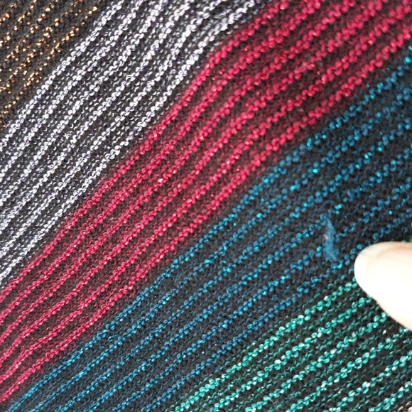 Moth Anthropologie Size Medium V-Neck Metallic Rainbow Stripe Sweater - Picture 16 of 17
